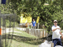 Pro disc golfers tee off