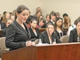 Falcons fly in mock court