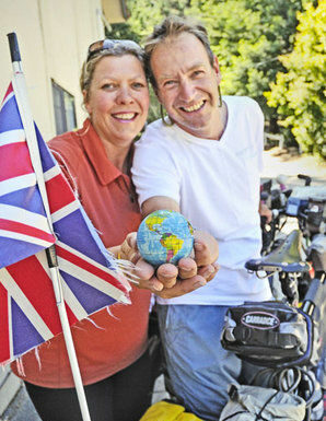 Team Tortoise cycles globe; UK couple visits Scotts Valley as part of multiyear trip