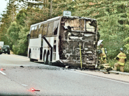 Bus burns on Highway 17