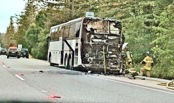 Bus burns on Highway 17