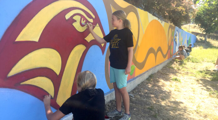 Students paint mural in Siltanen Park