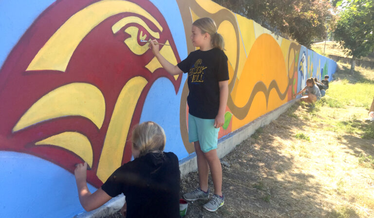 Students paint mural in Siltanen Park