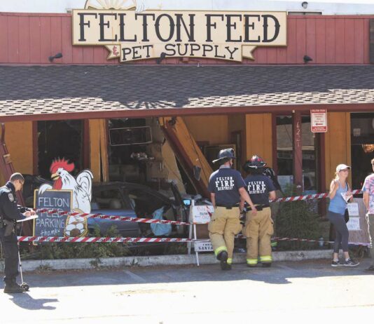 Vehicle plows into Felton Feed felton feed crash