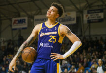 Image for display with article titled Santa Cruz Warriors fall to Salt Lake City | G League Basketball