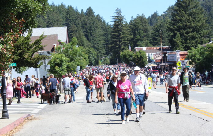 thousands in downtown Boulder Creek