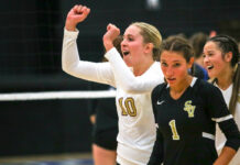 Image for display with article titled Falcons beam with confidence heading into league play | Girls volleyball