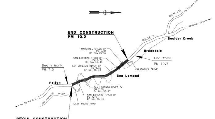 Highway 9 paving project between Felton and Ben Lomond set to begin Monday