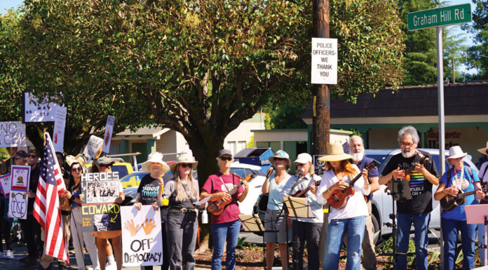 Photo | Bonny Doon ukes join Felton community for ‘Good Trouble’ protest Bonny Doon Ukulele Club rally
