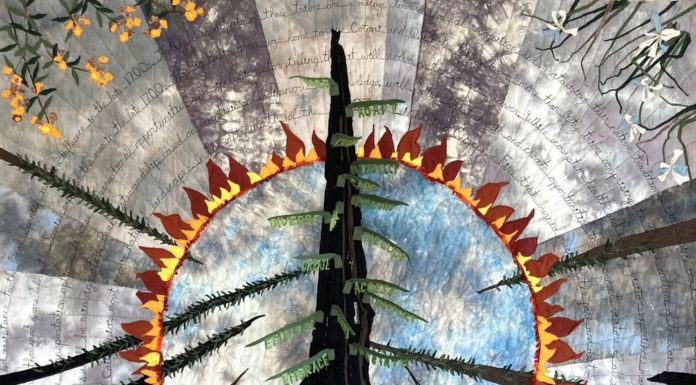 Residents mark 5 years since CZU Fire with art and reflection Felton art quilt