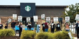 Starbucks workers rally for unionization in Scotts Valley Starbucks baristas hold signs and chant