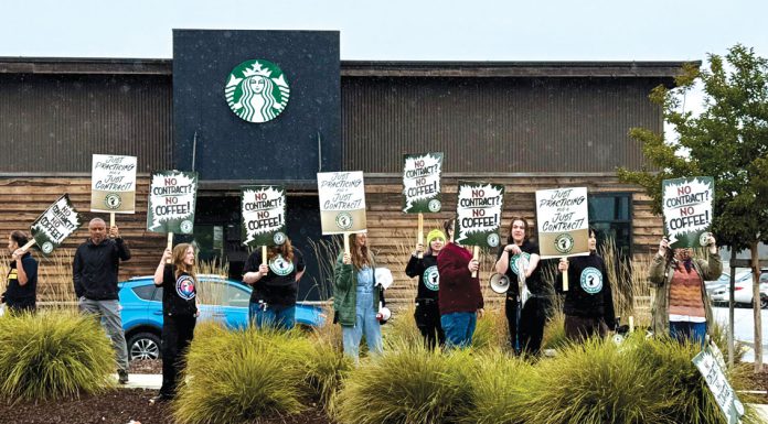 Starbucks workers rally for unionization in Scotts Valley Starbucks baristas hold signs and chant