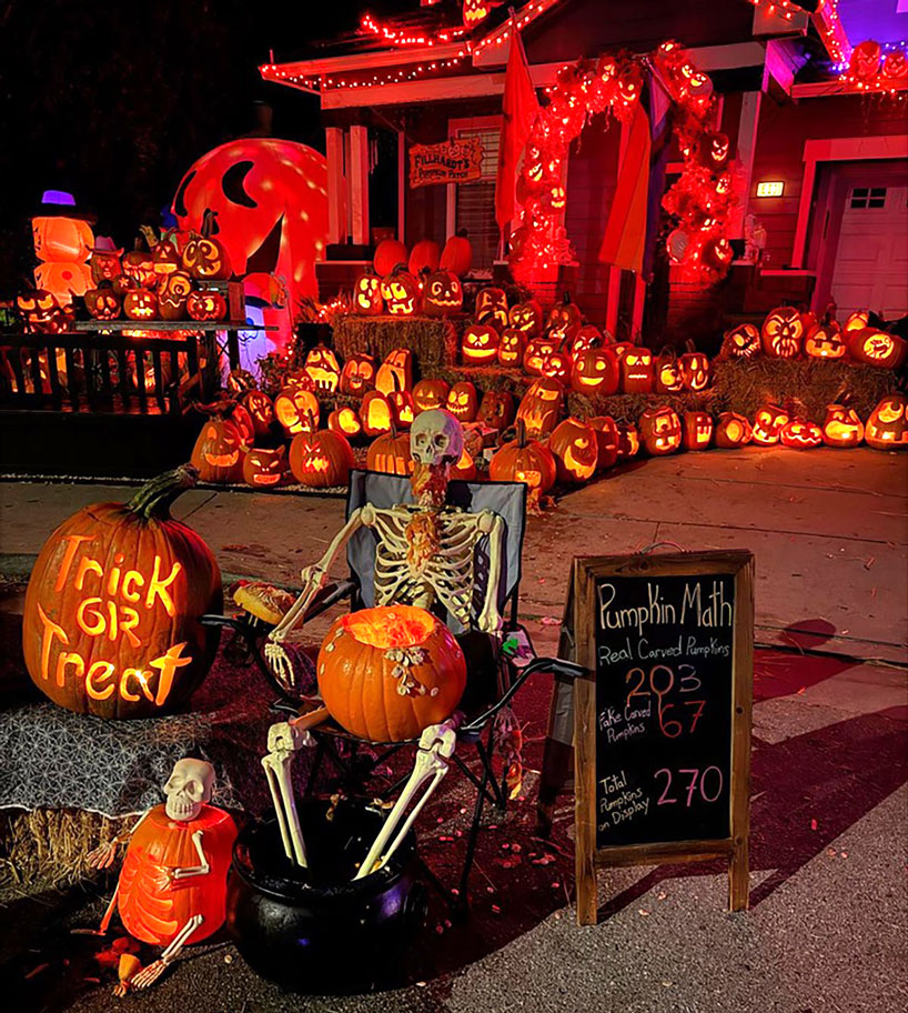 Pumpkins outside house