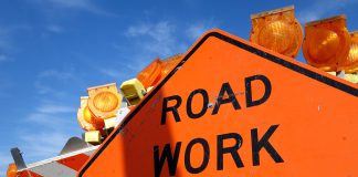 Bird-deterrent installation to cause Highway 9 delays traffic safety roadwork signs and light