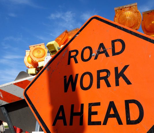 Bird-deterrent installation to cause Highway 9 delays traffic safety roadwork signs and light