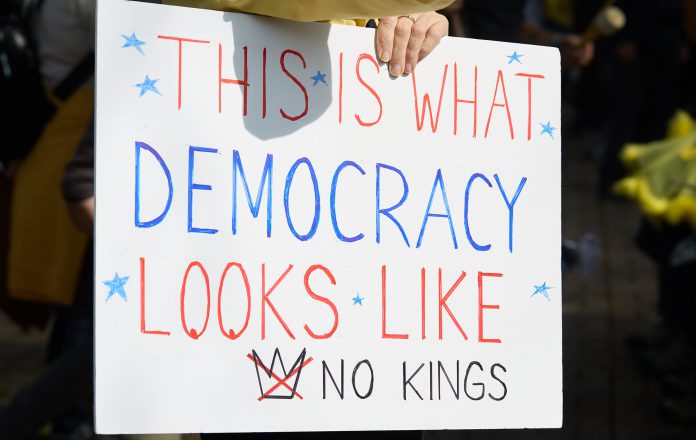 No Kings protest sign