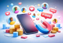 Best TikTok Follower Services: 8 Sites Worth Trying Phone surrounded by profile icons, hearts and notification-style symbols to show TikTok follower growth.