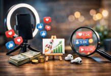 Top Sites to Buy TikTok Likes for Real Growth A landscape image showing a phone in a content creation setup with social media reaction icons and growth-related elements around it.