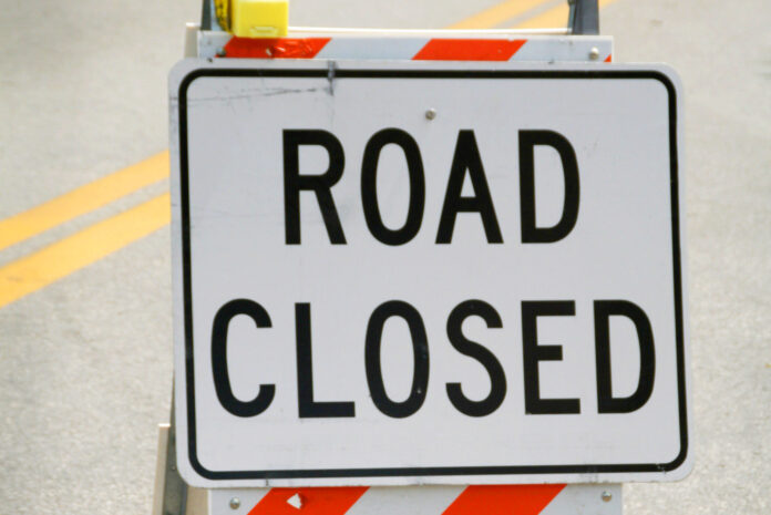 Road closed sign
