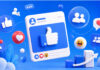 6 Best Sites to Buy Facebook Likes in 2026 Bright blue 3D scene featuring a social media post with a large thumbs-up icon, surrounded by hearts, reaction emojis, audience symbols, comment bubbles, and an upward growth chart.